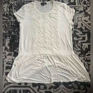Suzanne Betro White Ruffled Peplum Blouse Short Sleeve